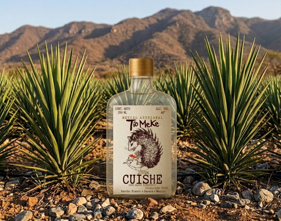 Mezcal Cuishe El Tío Meke, agave karwinskii de Oaxaca