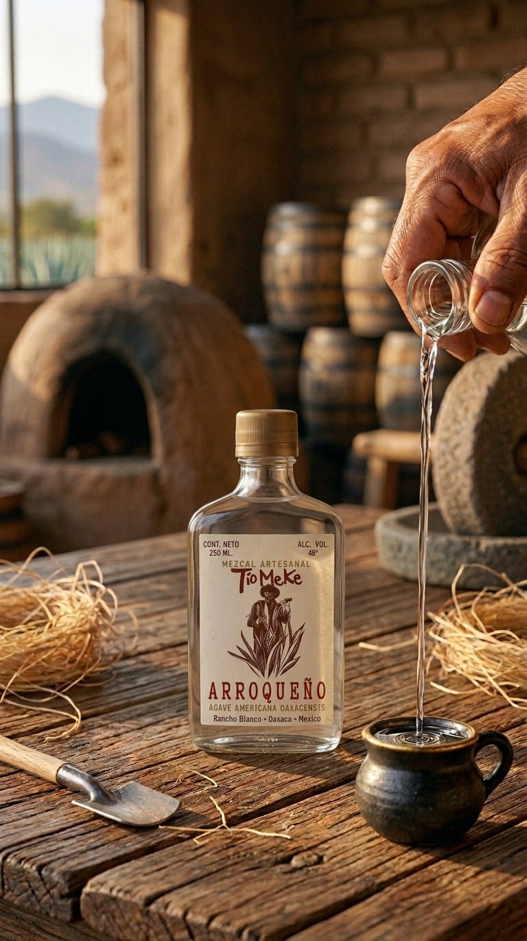 Mezcal Arroqueño artesanal de Rancho Blanco, Oaxaca