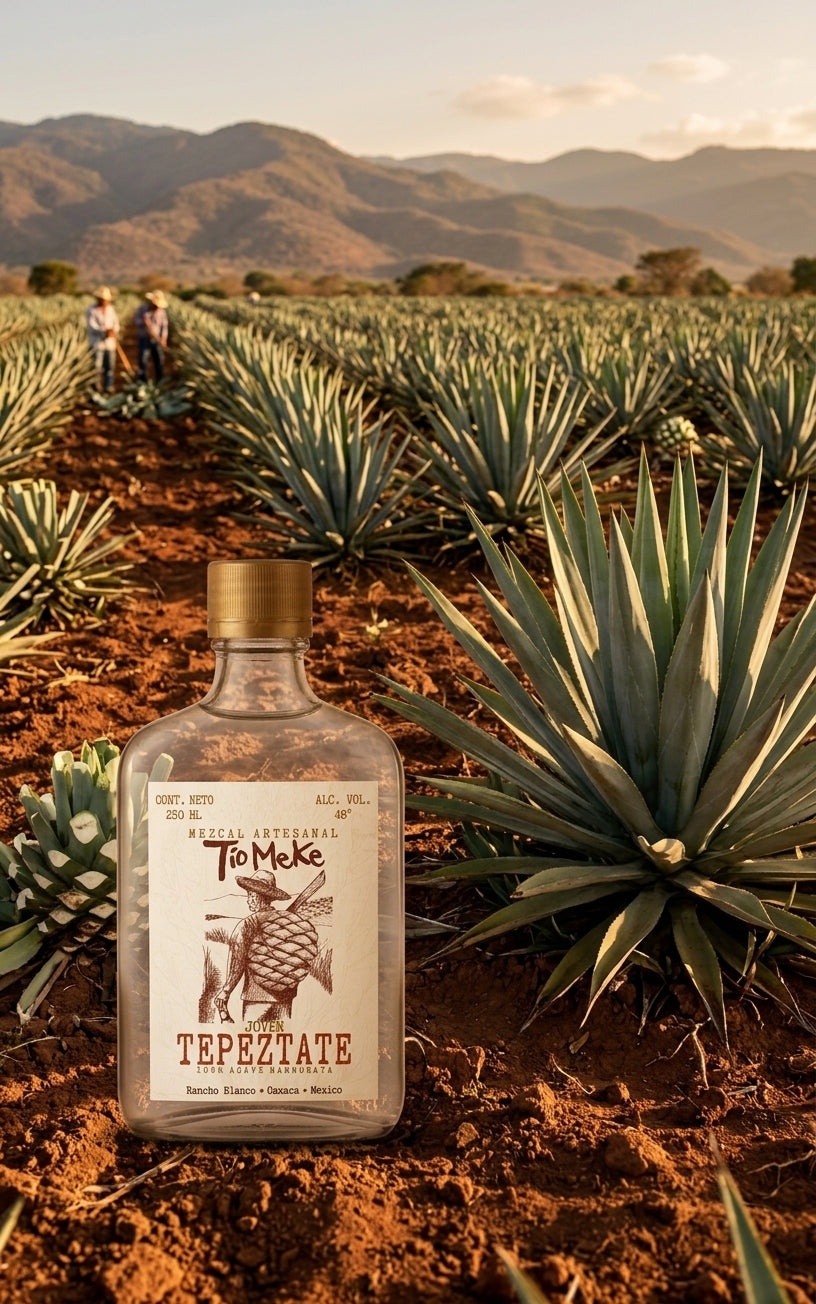 Mezcal Tepeztate El Tío Meke, agave marmorata de Oaxaca